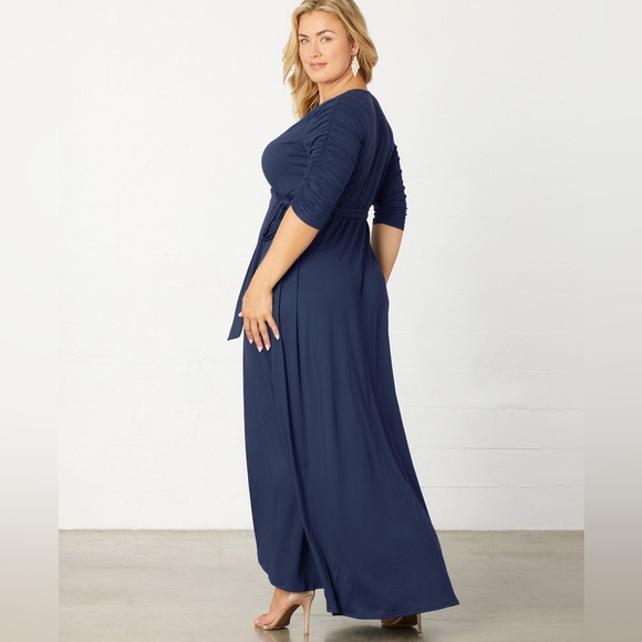 Kiyonna Maxi Wrap Dress Meadow Dream Navy 4X NWT - Picture 2 of 10